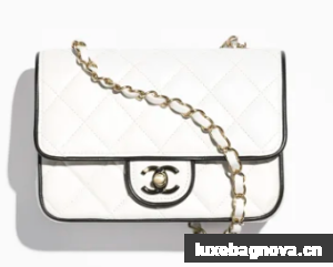 CHANEL MINI FLAP BAG Lambskin AS5151 White & Black