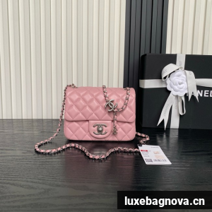 CHANEL Mini Flap Bag AS5758 pink&Silver Metal