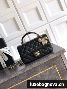 CHANEL Mini Flap Bag with Top Handle AP2431 black