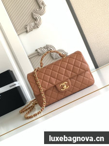 CHANEL Mini Flap Bag with Top Handle AS5702 Camel
