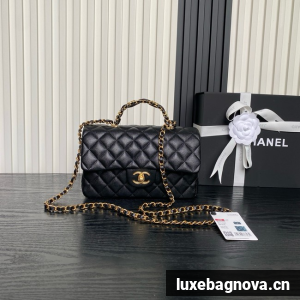 CHANEL Mini Flap Bag with Top Handle AS5702 black&gold Metal