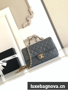 CHANEL Mini Flap Bag with Top Handle AS5702 gray