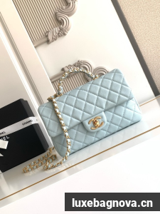 CHANEL Mini Flap Bag with Top Handle AS5702 light blue