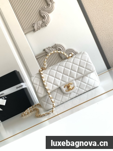 CHANEL Mini Flap Bag with Top Handle AS5702 white
