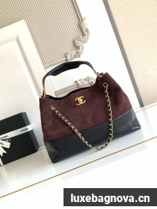 CHANEL Shopping Bag AS5434 black&burgundy