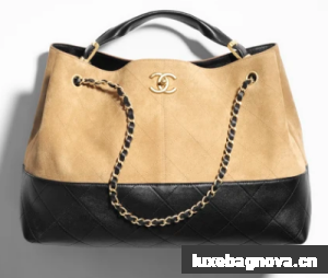 CHANEL Shopping Bag AS5657 Beige & Black