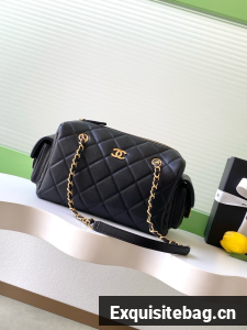 CHANEL Small Bowling Bag Grained Calfskin AS5791 black
