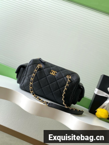 CHANEL Small Bowling Bag Grained Calfskin AS5792 black