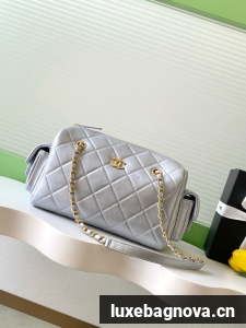 CHANEL Small Bowling Bag Lambskin AS5791 Silver