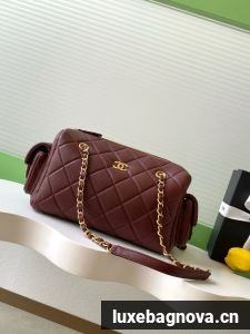 CHANEL Small Bowling Bag Lambskin AS5791 burgundy