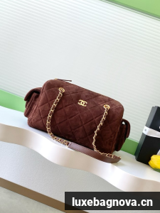 CHANEL Small Bowling Bag Suede AS5791 burgundy