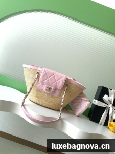 CHANEL Small Tote AS5951 Beige & pink