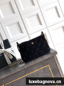 CHANEL velvet Shoulder Bags AP4861 black