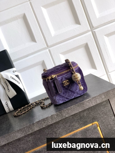 CHANEL velvet Small Vanity with Chain AP3941 Purple