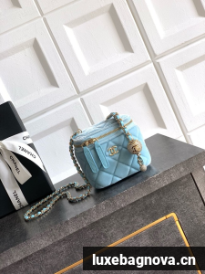 CHANEL velvet Small Vanity with Chain AP3941 light blue