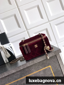 CHANEL velvet Vanity with Chain AP3940 burgundy