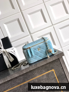 CHANEL velvet Vanity with Chain AP3940 light blue