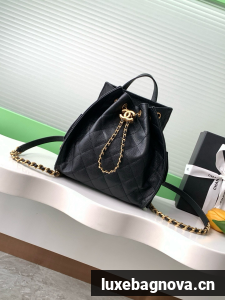 Chanel 25 Bag Original Caviar Leather Backpack AS5600 Black