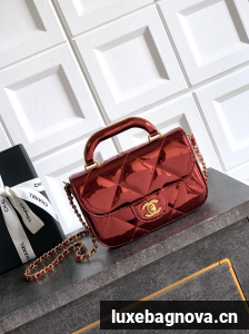 Chanel 25K Original Patent Leather Top Handle Bag A6320 Wine