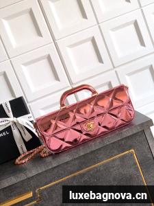 Chanel 25K Original Patent Leather Top Handle Bag A6321 Pink