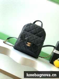 Chanel Backpack Calfskin & Gold Metal AS5793 Black