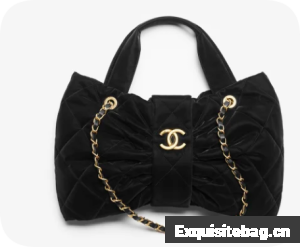 Chanel Bow bag Velvet-Effect Nylon AS5851 Black