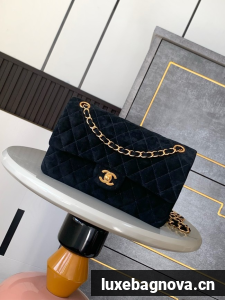 Chanel CLASSIC 11.12 HANDBAG velvet 1112 Black