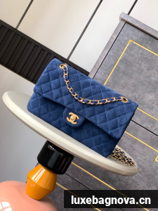 Chanel CLASSIC 11.12 HANDBAG velvet 1112 blue