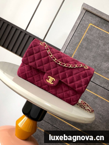 Chanel CLASSIC 11.12 HANDBAG velvet 1112 wine
