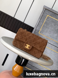 Chanel CLASSIC 11.12 SMALL HANDBAG velvet 1116 BROWN