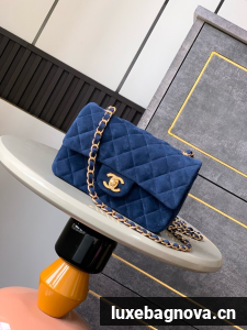Chanel CLASSIC 11.12 SMALL HANDBAG velvet 1116 blue