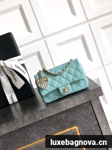 Chanel Classic Mini Bag with hook AP4760 light blue