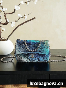 Chanel Fringed Sequins Flap Bag 24P 0888 blue