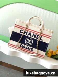 Chanel LARGE SHOPPING BAG Cotton Canvas A66941 dark blue