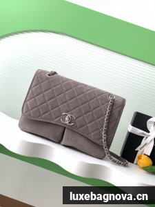 Chanel MAXI FLAP BAG Shoulder Bag AS6068 gray