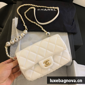 Chanel MINI CLASSIC HANDBAG Lambskin AS1436 white