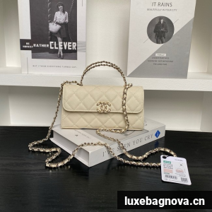 Chanel MINI FLAP BAG CLUTCH WITH CHAIN Gold-Tone Metal AP3238 light yellow
