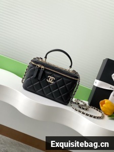 Chanel MINI FLAP BAG CLUTCH WITH CHAIN Gold-Tone Metal AP4325 BLACK