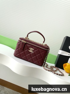 Chanel MINI FLAP BAG CLUTCH WITH CHAIN Gold-Tone Metal AP4325 burgundy