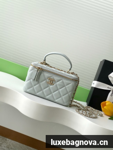 Chanel MINI FLAP BAG CLUTCH WITH CHAIN Gold-Tone Metal AP4325 gray