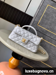 Chanel MINI FLAP BAG WITH TOP HANDLE AS5354 light gray