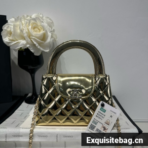 Chanel MINI SHOPPING BAG Patent leather AS4416 gold