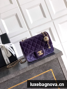 Chanel Mini Classic Handbag velvet AS1786 Purple