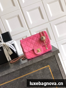 Chanel Mini Classic Handbag velvet AS1786 pink