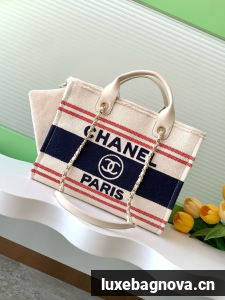 Chanel SHOPPING BAG Cotton Canvas AS3351 dark blue