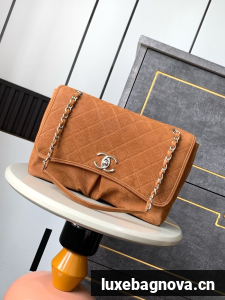 Chanel SHOPPING BAG velvet AS1255 camel
