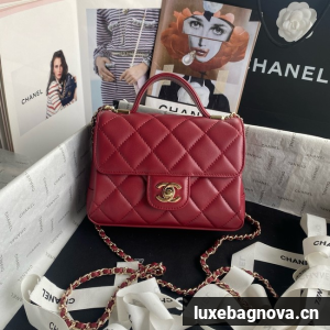 Chanel SMALL FLAP BAG WITH TOP HANDLE AS5111 red