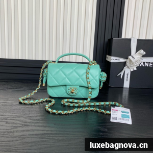 Chanel SMALL FLAP BAG WITH TOP HANDLE AS5298 GREEN