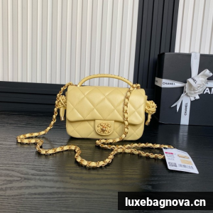 Chanel SMALL FLAP BAG WITH TOP HANDLE AS5298 YELLOW