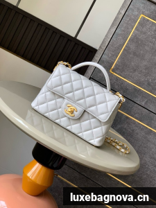 Chanel SMALL FLAP BAG WITH TOP HANDLE AS5356 light gray